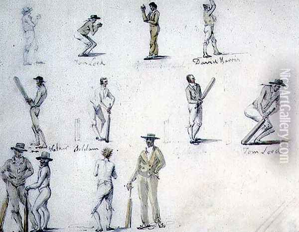 Sketches of Cricketers Oil Painting - George Shepheard