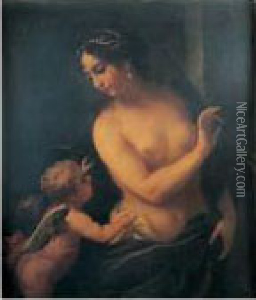Venus Et Cupidon Oil Painting - Antonio Bellucci