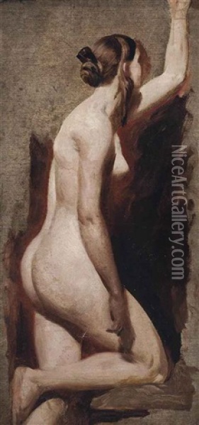 Study Of A Kneeling Nude Oil Painting - William Etty
