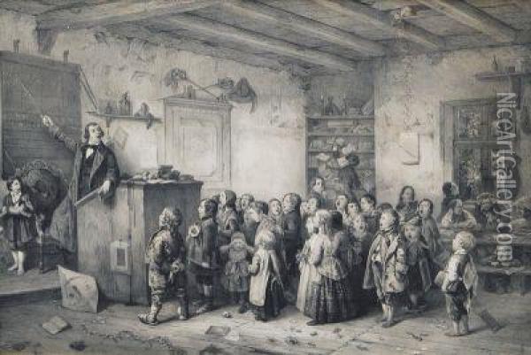 Das Schulexamen Oil Painting - Johann Peter Hasenclever