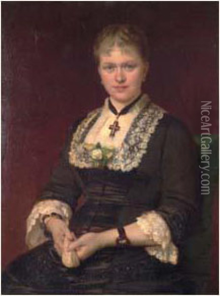 Portrait De Jeune Femme Oil Painting - Konstantin Egorovich Egorovich Makovsky