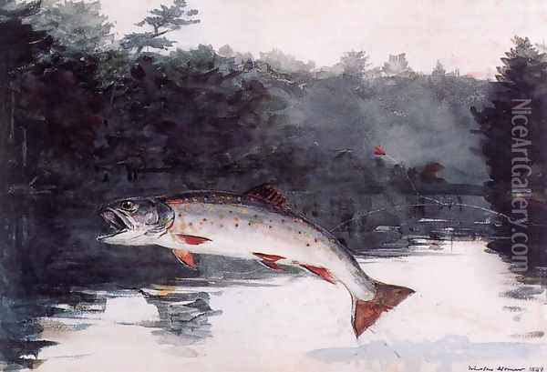 Leaping Trout I Oil Painting - Winslow Homer