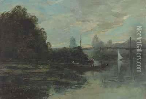 Flusslandschaft Mit Netzfischern Oil Painting - W.L. Alfred
