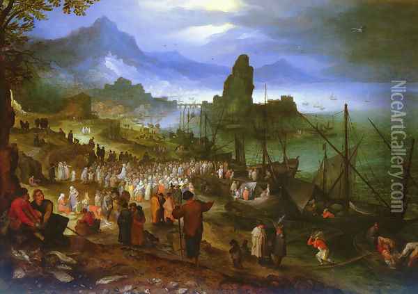 Christ Preaching At The Seaport Oil Painting - Jan The Elder Brueghel