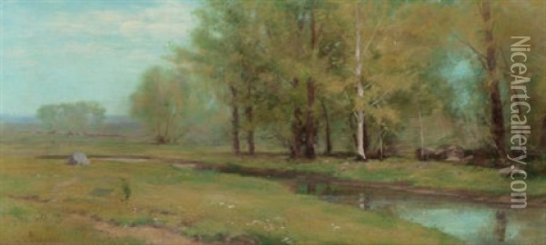 Quiet Stream At A Forest's Edge Oil Painting - Albion Harris Bicknell