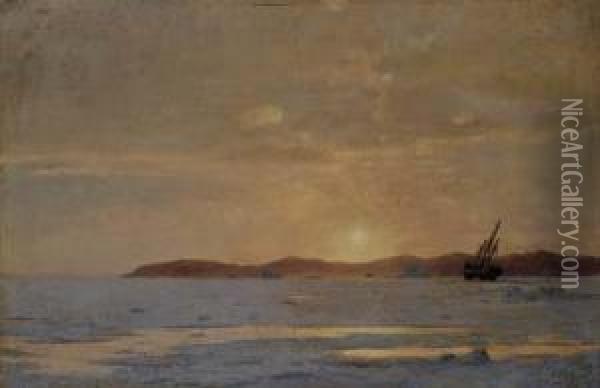 Coastal Sunset Oil Painting - William Bradford
