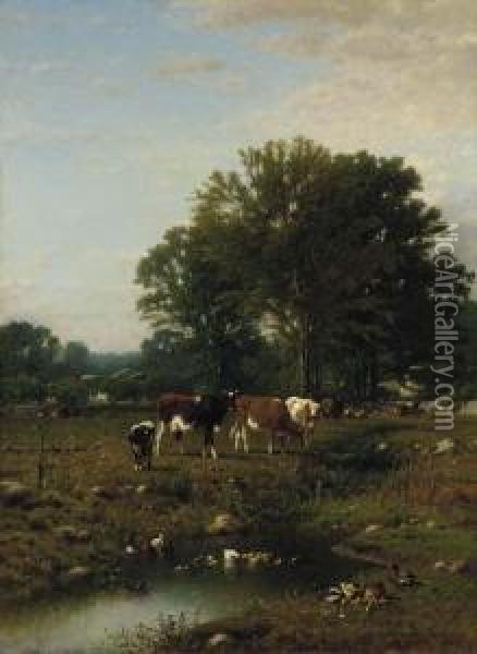 Spring On The Farm Oil Painting - James McDougal Hart