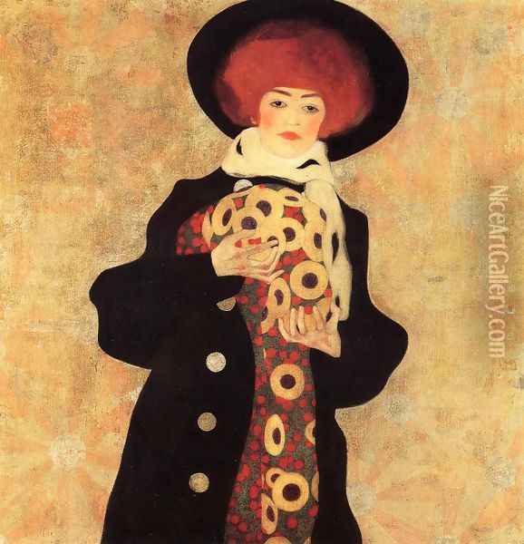 Woman With Black Hat Oil Painting - Egon Schiele