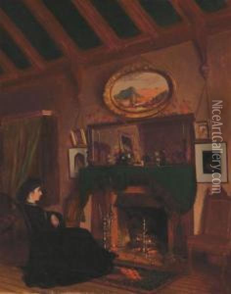 Sitting By The Fire Oil Painting - Jervis McEntee