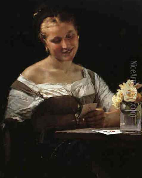The Letter Oil Painting - Karl Gussow