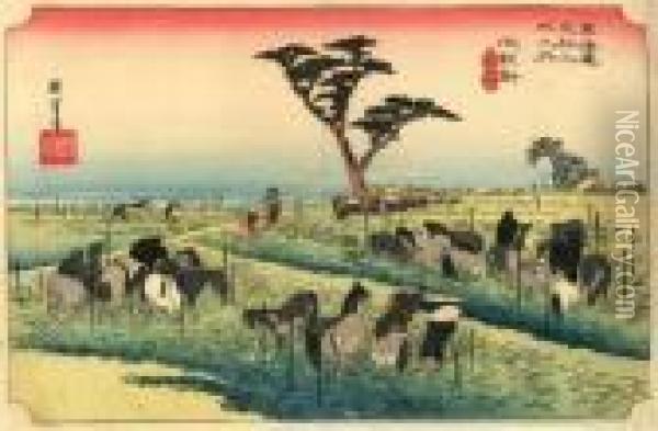 Les 53 Stations Du Tokaido, Chiryu, Shuka Uma-ichi Oil Painting - Utagawa or Ando Hiroshige