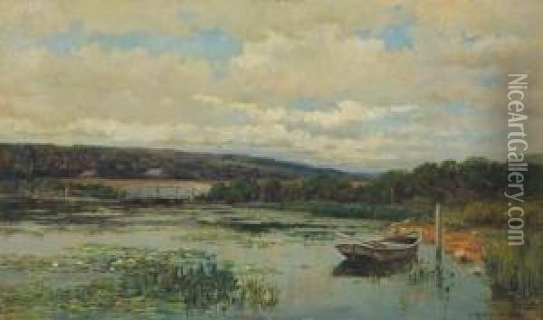 ''the Lily Pond'' Oil Painting - Robert Ward Van Boskerck