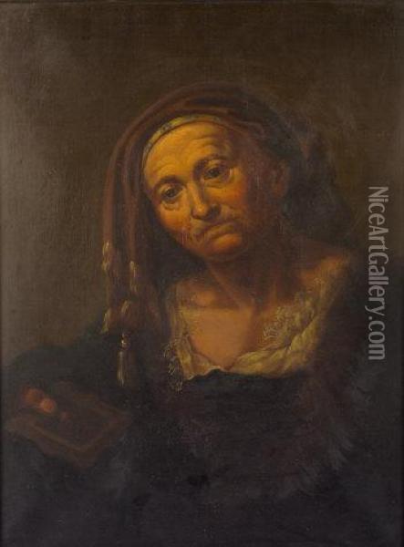 Seated Portrait Of An Elderly Lady Oil Painting - Rembrandt Van Rijn