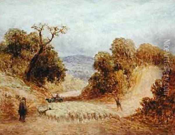 A Dusty Road 1868 Oil Painting - John Linnell