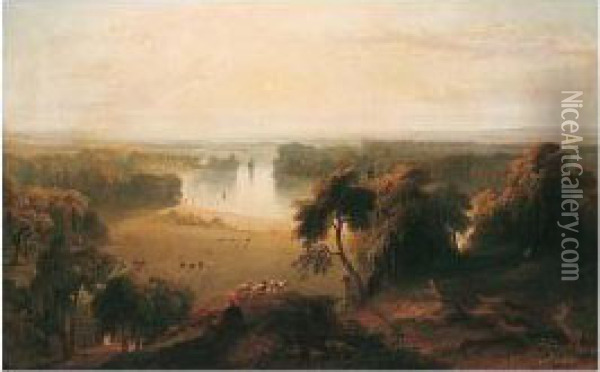 View From Richmond Hill Oil Painting - Cornelius Varley