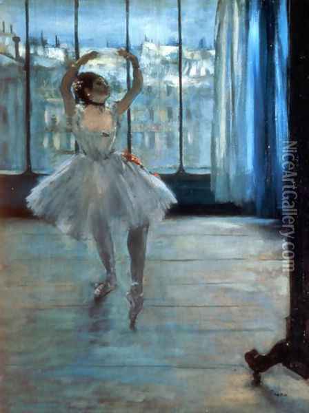 Dancer in Front of a Window (Dancer at the Photographer's Studio) c.1874-77 Oil Painting - Edgar Degas