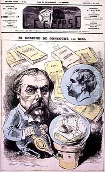 Front cover of LEclipse with a caricature of Edmond de Goncourt Oil Painting - Andre Gill