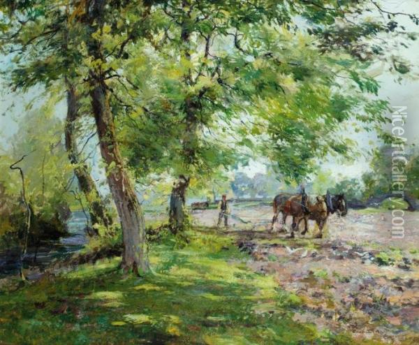 Ploughing Oil Painting - Archibald Kay
