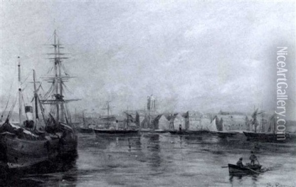 Harbour Scene Oil Painting - Edmond Marie Petitjean