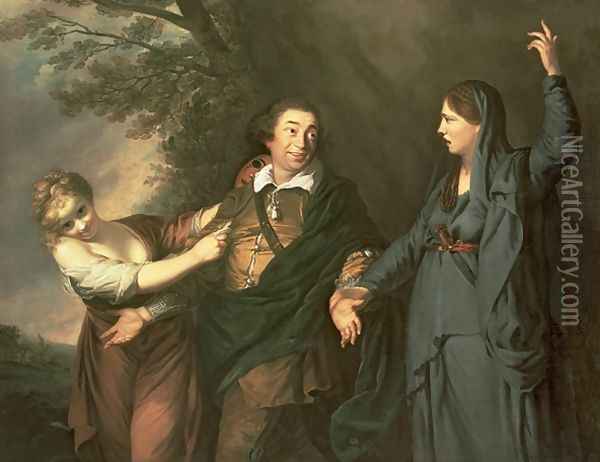 David Garrick 1717-79 between the Muses of Tragedy and Comedy Oil Painting - Sir Joshua Reynolds