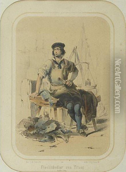 Fischhandler Von Triest Oil Painting - Franz Gerasch