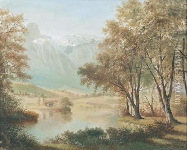 Sonnige Landschaft Im Berner Oberland. Oil Painting - Karl Fuchs