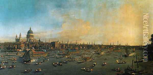 Thames and the City Oil Painting - (Giovanni Antonio Canal) Canaletto