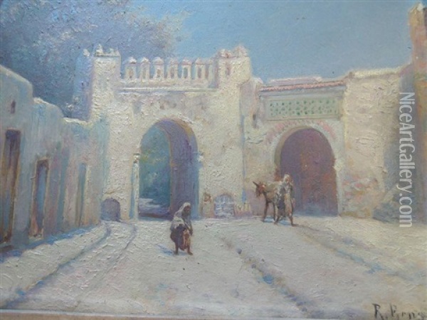 Porte De Fortification Avec Personnages Oil Painting - Rudolf Ernst