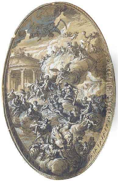 Proposed design for the saloon ceiling at Blenheim Palace, Oxfordshire The Apotheosis of Hercules Oil Painting - Sir James Thornhill