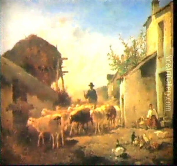 Bauerngehoft Oil Painting - Felix Saturnin Brissot de Warville