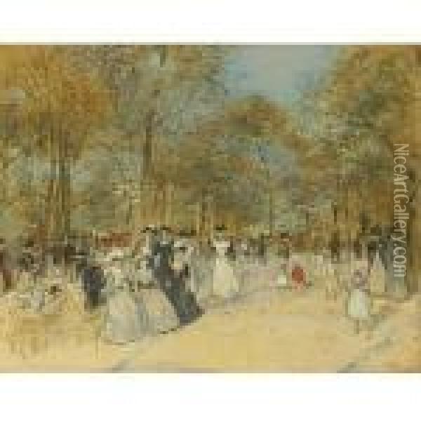 Les Champs-elysees Oil Painting - Jean-Francois Raffaelli