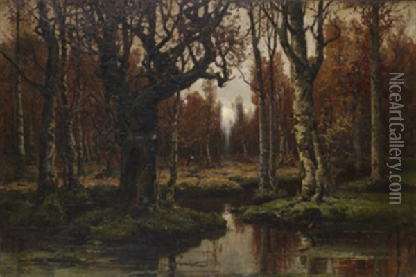 In The Forest Oil Painting - Yuliy Yulevich (Julius) Klever