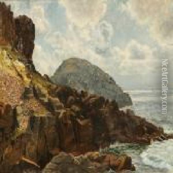 Coastal Scene From Kullen, Sweden Oil Painting - Christian Vigilius Blache
