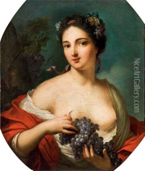 Portrait De Jeune Dame De Qualite En Allegorie De L'automne Oil Painting - Jean Marc Nattier