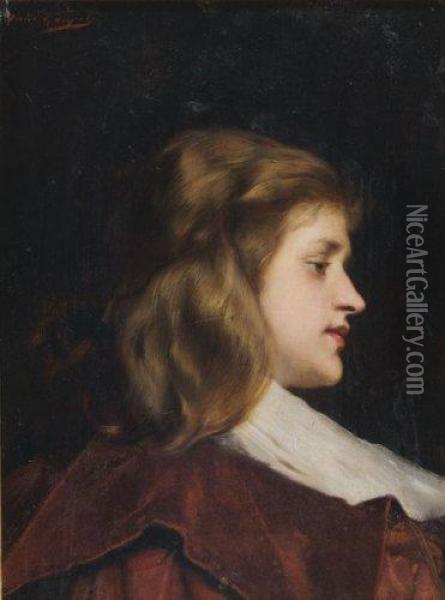 Portrait D'une Jeune Fille Oil Painting - Jules Adolphe Goupil