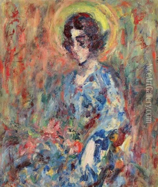 Femme A La Robe Bleue Oil Painting - Paul Kron