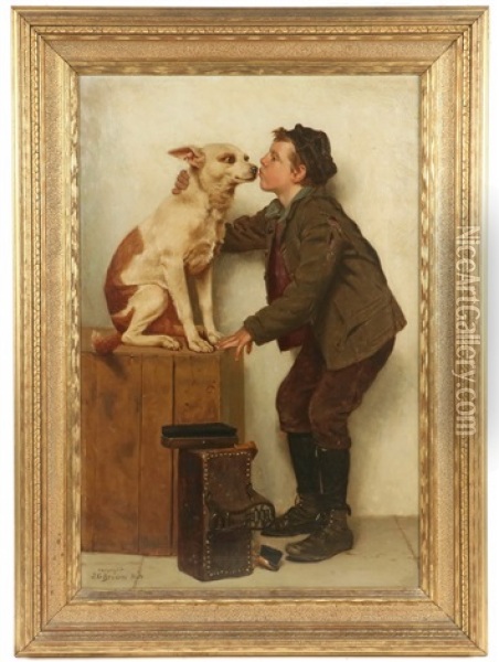 The Boot Black's New Best Friend Oil Painting - John George Brown