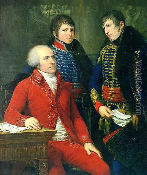 Portrait de Claude Petiet et de ses deux fils en uniforme de l'armée impériale Oil Painting - Andrea, the Elder Appiani