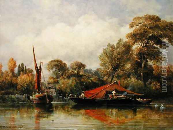 Opposite my House at Barnes, 1862 Oil Painting - Edward William Cooke