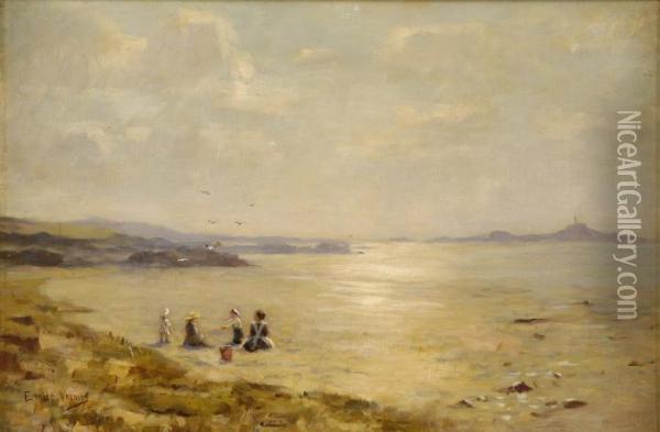 Strandszene Bei Saint-michel. Oil Painting - Emile Louis Vernier
