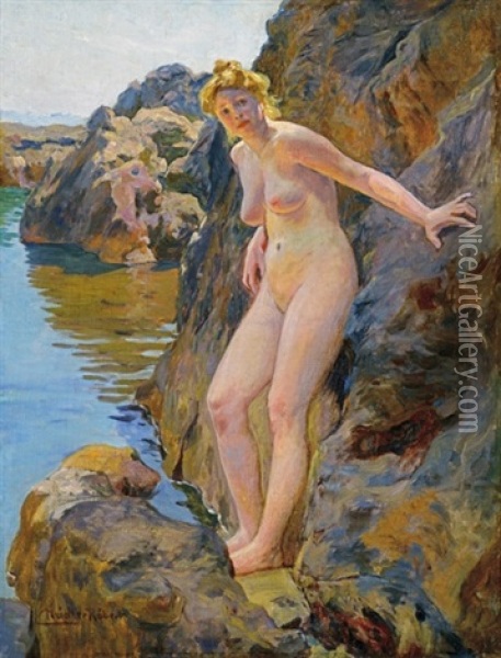 Nude Among Rocks Oil Painting - Robert Nadler
