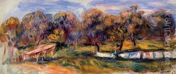 Landscape With Orchard Oil Painting - Pierre Auguste Renoir