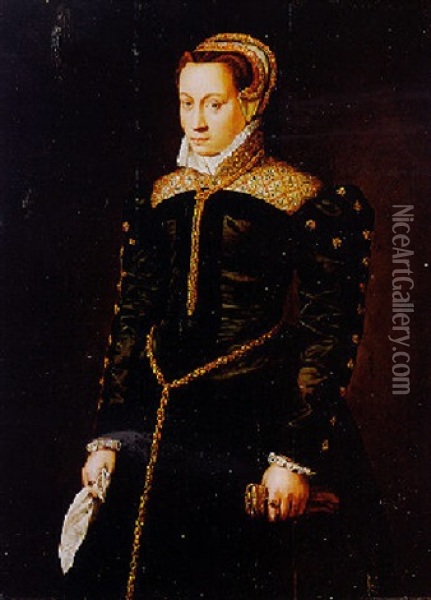 Portrait Of An Elegant Lady Oil Painting - Antonis Mor Van Dashorst