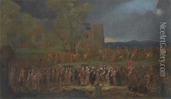 The Procession Of Sultan Ahmed Iii Oil Painting - Jean-Baptiste Vanmour