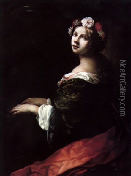 Saint Cecilia Playing The Virginals Oil Painting - Onorio Marinari