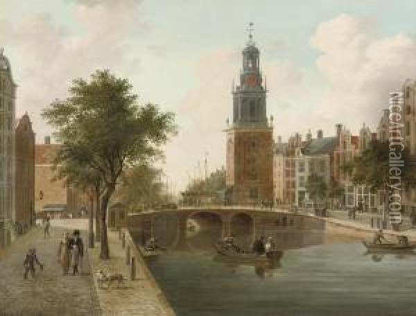 The Singel Towards The Torensluis And The Jan Roodenpoort,amsterdam Oil Painting - Fredericus Theodorus Renard