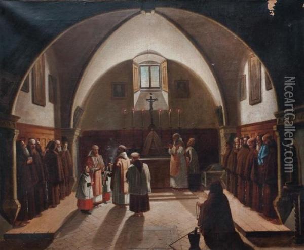 Ceremonia En La Capilla De Un Convento Oil Painting - Juan Manuel Blanes