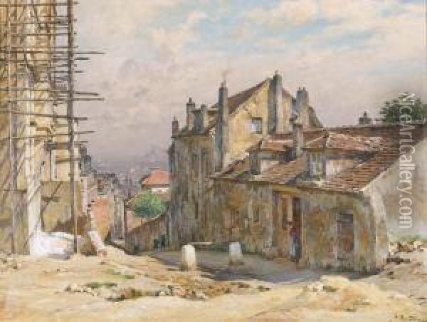 Auf Dem Montmartre In Paris. Oil Painting - Alfred Renaudin