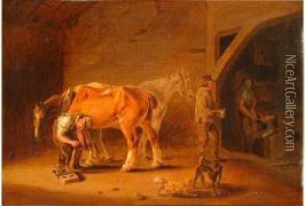 L'atelier Du Forgeron Oil Painting - Edmund Bristow