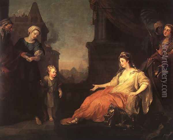Moses Brought before Pharaoh's Daughter 1746 Oil Painting - William Hogarth